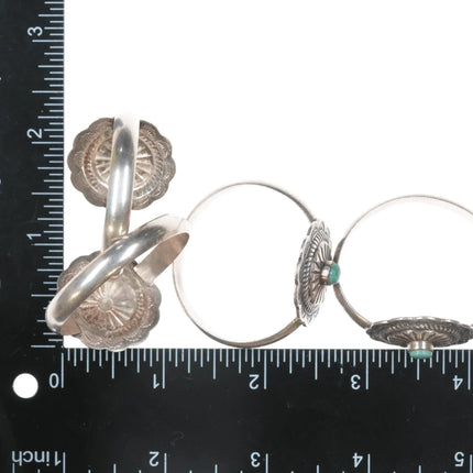 Set of 4 vintage Navajo Curio Sterling Napkin rings with turquoise - Estate Fresh Austin