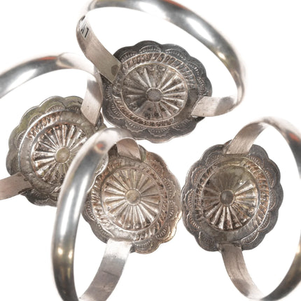 Set of 4 vintage Navajo Curio Sterling Napkin rings with turquoise - Estate Fresh Austin