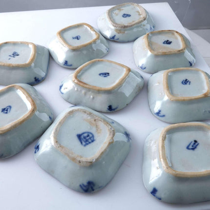 Set of Antique Chinese Swatow Ware Blue Decorated Sauce Dishes for Southeast Asi - Estate Fresh Austin