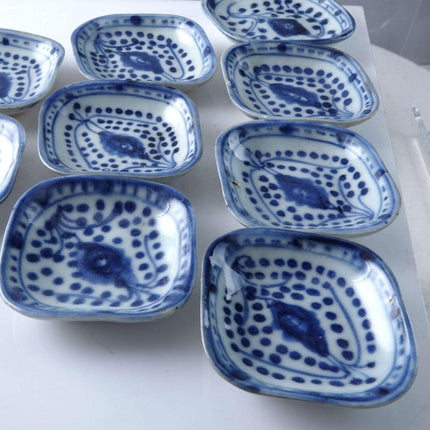 Set of Antique Chinese Swatow Ware Blue Decorated Sauce Dishes for Southeast Asi - Estate Fresh Austin
