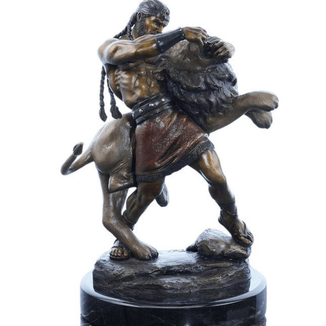 Seth Vandable Bronze Conquering Spirit Sampson with Lion - Estate Fresh Austin