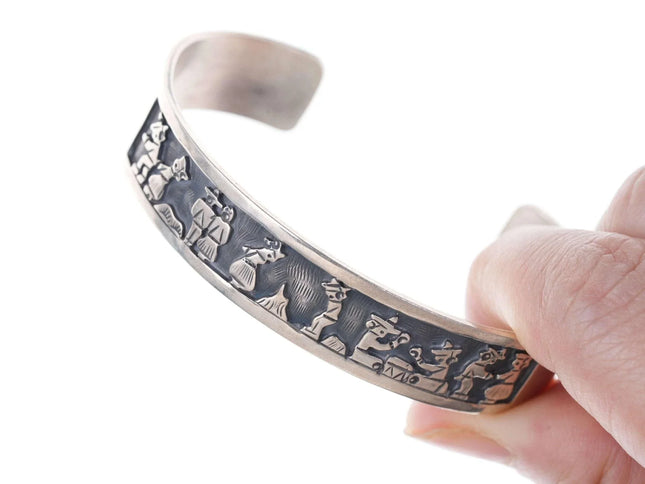 Sharon Cisco Navajo Sterling storyteller bracelet - Estate Fresh Austin