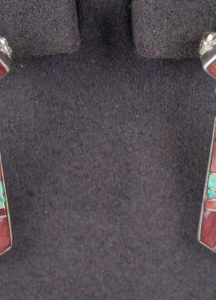 Sheila Tso Navajo Spiny Oyster/opal sterling channel inlay earrings - Estate Fresh Austin