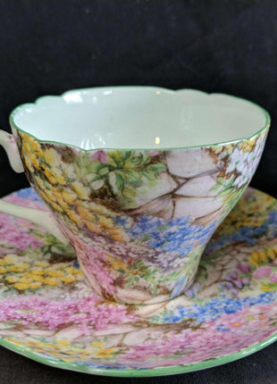 Shelley Rock Garden Chintz Cup and Saucer Pair - Estate Fresh Austin