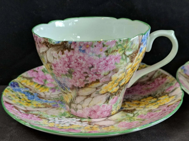 Shelley Rock Garden Chintz Cup and Saucer Pair - Estate Fresh Austin