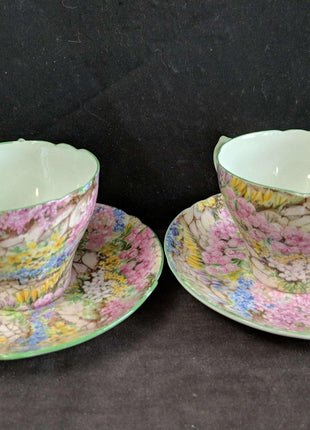 Shelley Rock Garden Chintz Cup and Saucer Pair - Estate Fresh Austin