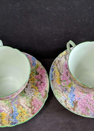 Shelley Rock Garden Chintz Cup and Saucer Pair - Estate Fresh Austin