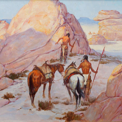 Shep Chadhorn Blackfoot Native American Artist Oil on board - Estate Fresh Austin