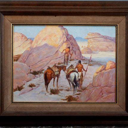 Shep Chadhorn Blackfoot Native American Artist Oil on board - Estate Fresh Austin