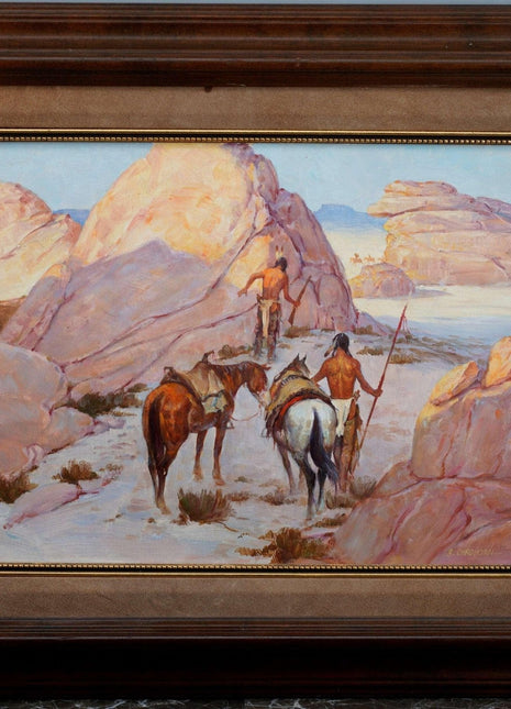 Shep Chadhorn Blackfoot Native American Artist Oil on board - Estate Fresh Austin