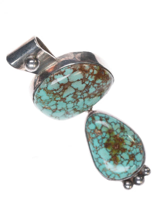 Signed Native American sterling Carico Lake turquoise pendant - Estate Fresh Austin