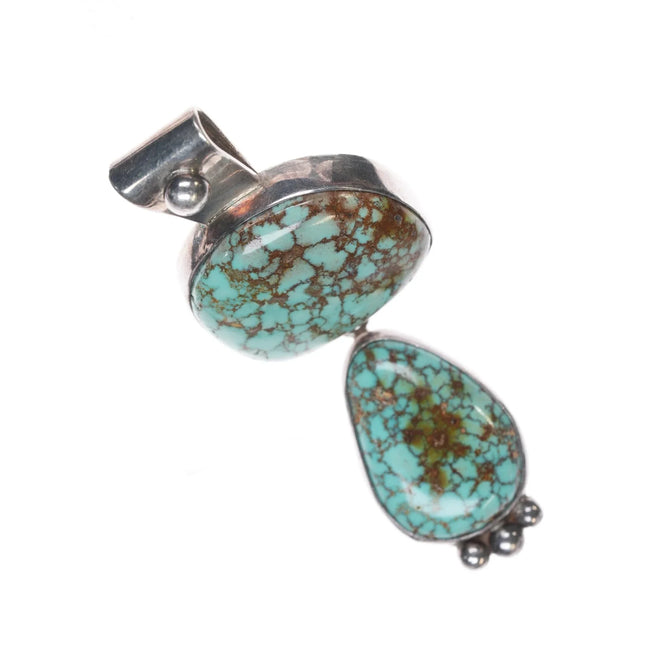 Signed Native American sterling Carico Lake turquoise pendant - Estate Fresh Austin