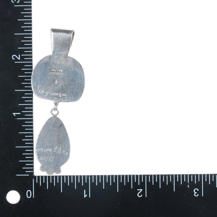 Signed Native American sterling Carico Lake turquoise pendant - Estate Fresh Austin