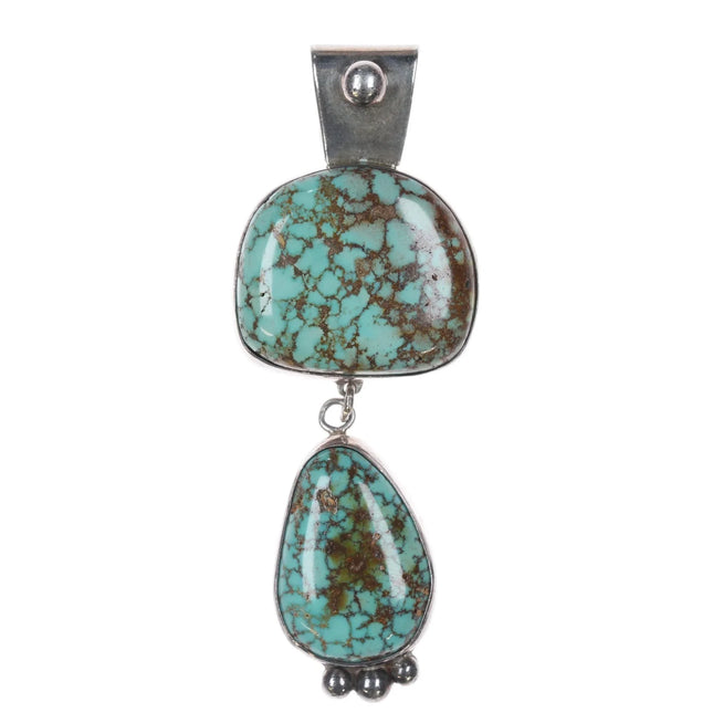Signed Native American sterling Carico Lake turquoise pendant - Estate Fresh Austin