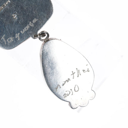 Signed Native American sterling Carico Lake turquoise pendant - Estate Fresh Austin