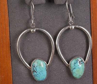 Signed Southwest Blue Gem Turquoise/Sterling earrings - Estate Fresh Austin