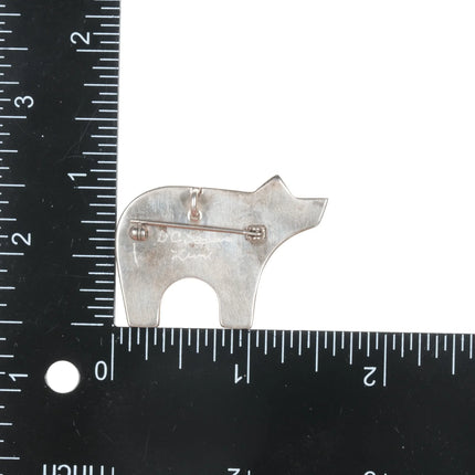 Signed Zuni sterling micro-inlay bear pendant - Estate Fresh Austin