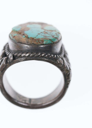 size 10.5 Old Pawn Navajo Silver/turquoise ring - Estate Fresh Austin