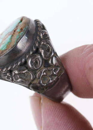 size 10.5 Old Pawn Navajo Silver/turquoise ring - Estate Fresh Austin