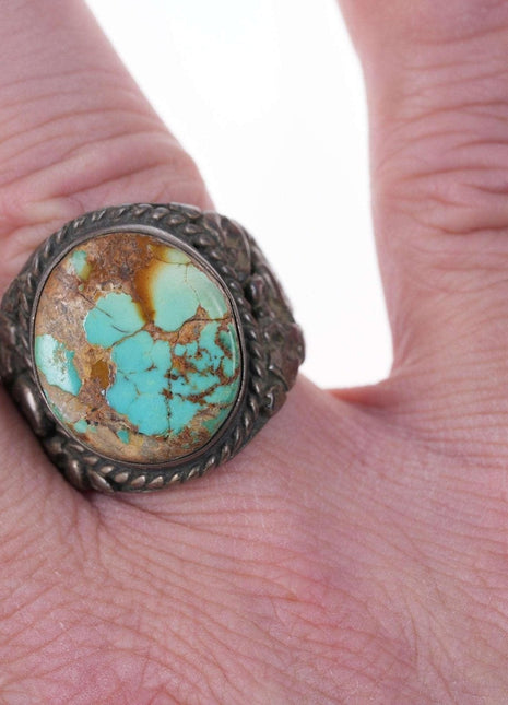 size 10.5 Old Pawn Navajo Silver/turquoise ring - Estate Fresh Austin