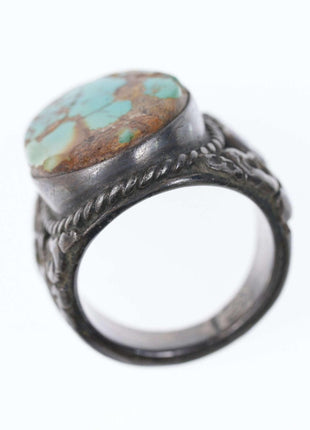 size 10.5 Old Pawn Navajo Silver/turquoise ring - Estate Fresh Austin