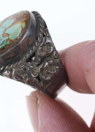 size 10.5 Old Pawn Navajo Silver/turquoise ring - Estate Fresh Austin