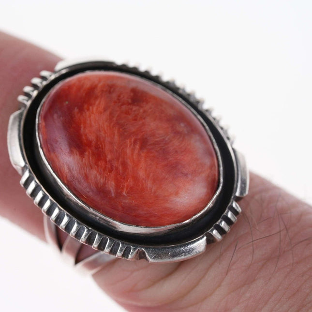 Size 5 Will Denetdale Navajo Sterling and Spiny Oyster ring - Estate Fresh Austin