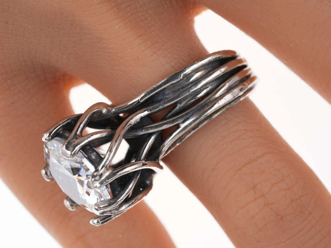 Size 7.5 de'Carol Designs Sterling crystal ring - Estate Fresh Austin