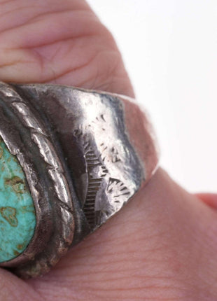 size 9.25 Old Pawn Navajo Silver/turquoise ring - Estate Fresh Austin