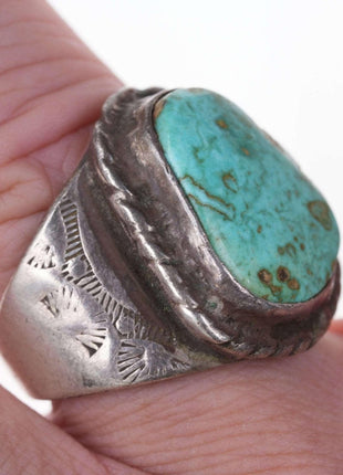 size 9.25 Old Pawn Navajo Silver/turquoise ring - Estate Fresh Austin