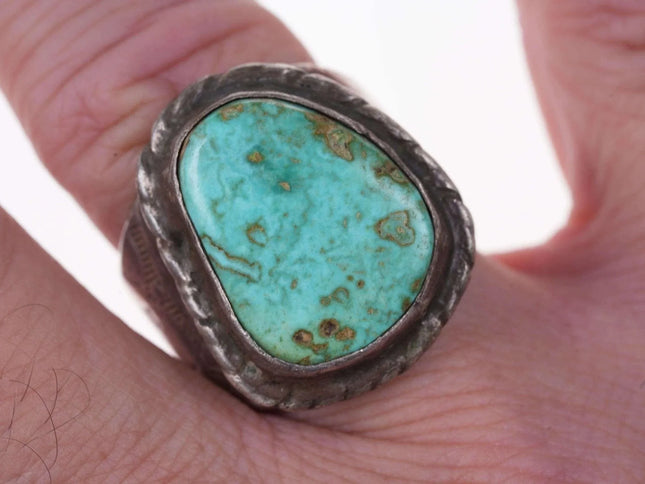 size 9.25 Old Pawn Navajo Silver/turquoise ring - Estate Fresh Austin
