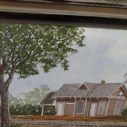 Skull Valley Arizona Railroad Train Depot Watercolor by Jack Riley 1984 - Estate Fresh Austin