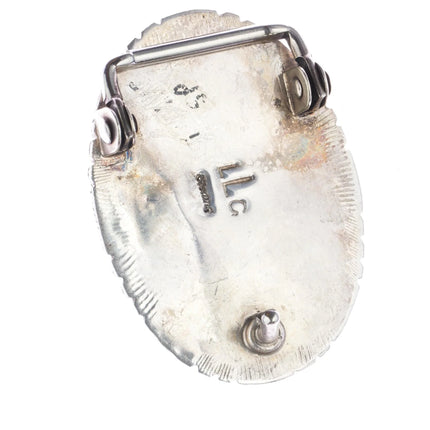 small Leslie & Gladys Lamy Zuni sterling intarsia inlay belt buckle - Estate Fresh Austin