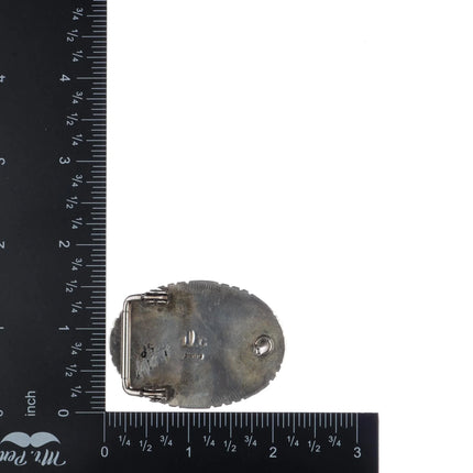 small Leslie & Gladys Lamy Zuni sterling intarsia inlay belt buckle - Estate Fresh Austin