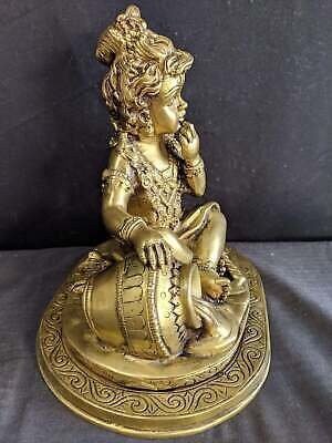 Solid Bronze Krishna the Butter Thief Statute Hindu Figure 6.75 pounds 8" x - Estate Fresh Austin