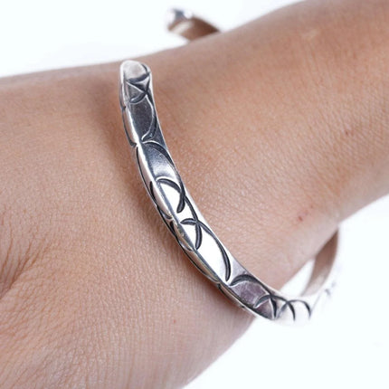 Solid vintage Heavy stamped Native American sterling cuff bracelet - Estate Fresh Austin