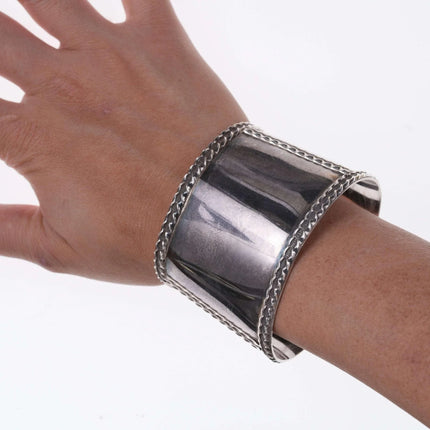 Southwestern Modernist Sterling heavy cuff bracelet - Estate Fresh Austin