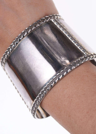 Southwestern Modernist Sterling heavy cuff bracelet - Estate Fresh Austin