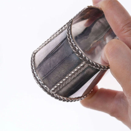 Southwestern Modernist Sterling heavy cuff bracelet - Estate Fresh Austin