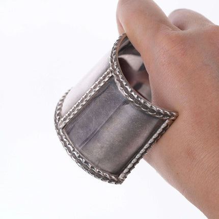 Southwestern Modernist Sterling heavy cuff bracelet - Estate Fresh Austin