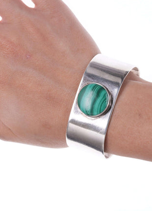 Southwestern Modernist Sterling malachite bracelet - Estate Fresh Austin