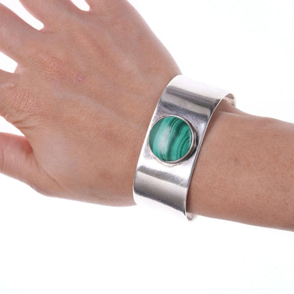 Southwestern Modernist Sterling malachite bracelet - Estate Fresh Austin