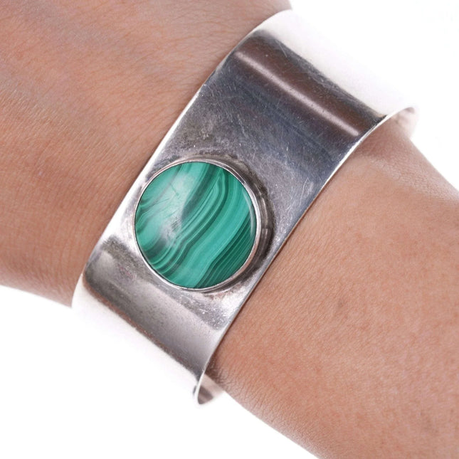 Southwestern Modernist Sterling malachite bracelet - Estate Fresh Austin