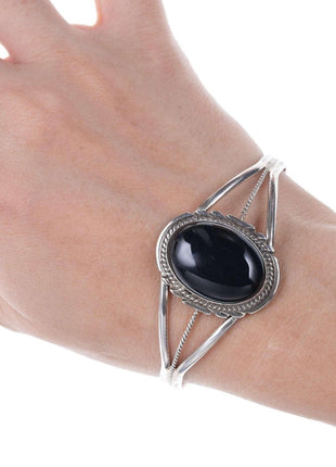 Southwestern Sterling and onyx cuff bracelet - Estate Fresh Austin