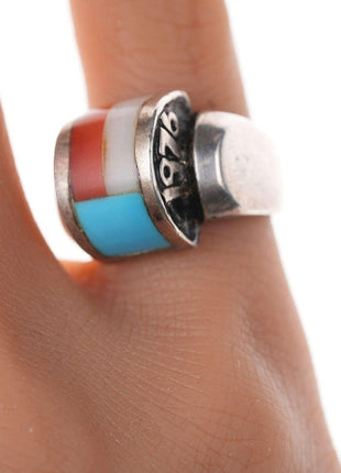 Southwestern Sterling Multi - stone channel inlay 1976 Bicentennial Patriotic ring - Estate Fresh Austin