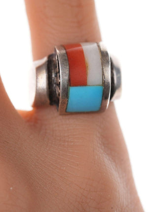 Southwestern Sterling Multi - stone channel inlay 1976 Bicentennial Patriotic ring - Estate Fresh Austin