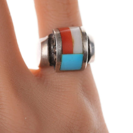 Southwestern Sterling Multi-stone channel inlay 1976 Bicentennial Patriotic ring - Estate Fresh Austin