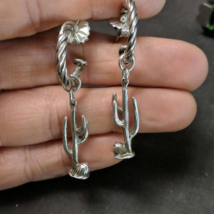 Southwestern Sterling Saguaro Cactus Earrings - Estate Fresh Austin