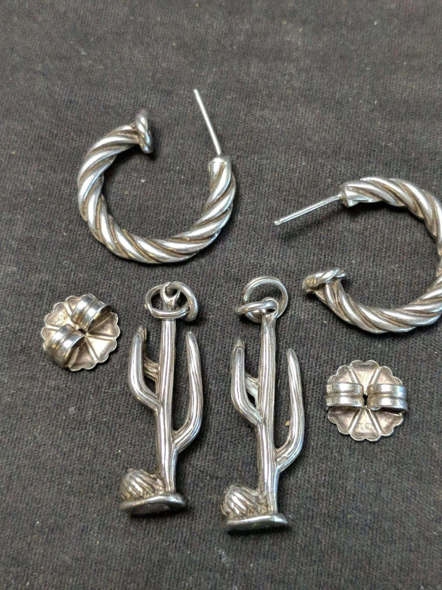Southwestern Sterling Saguaro Cactus Earrings - Estate Fresh Austin