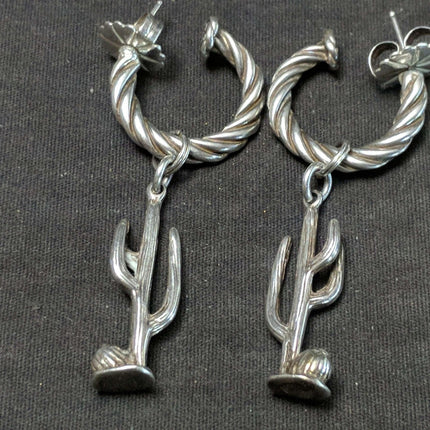 Southwestern Sterling Saguaro Cactus Earrings - Estate Fresh Austin